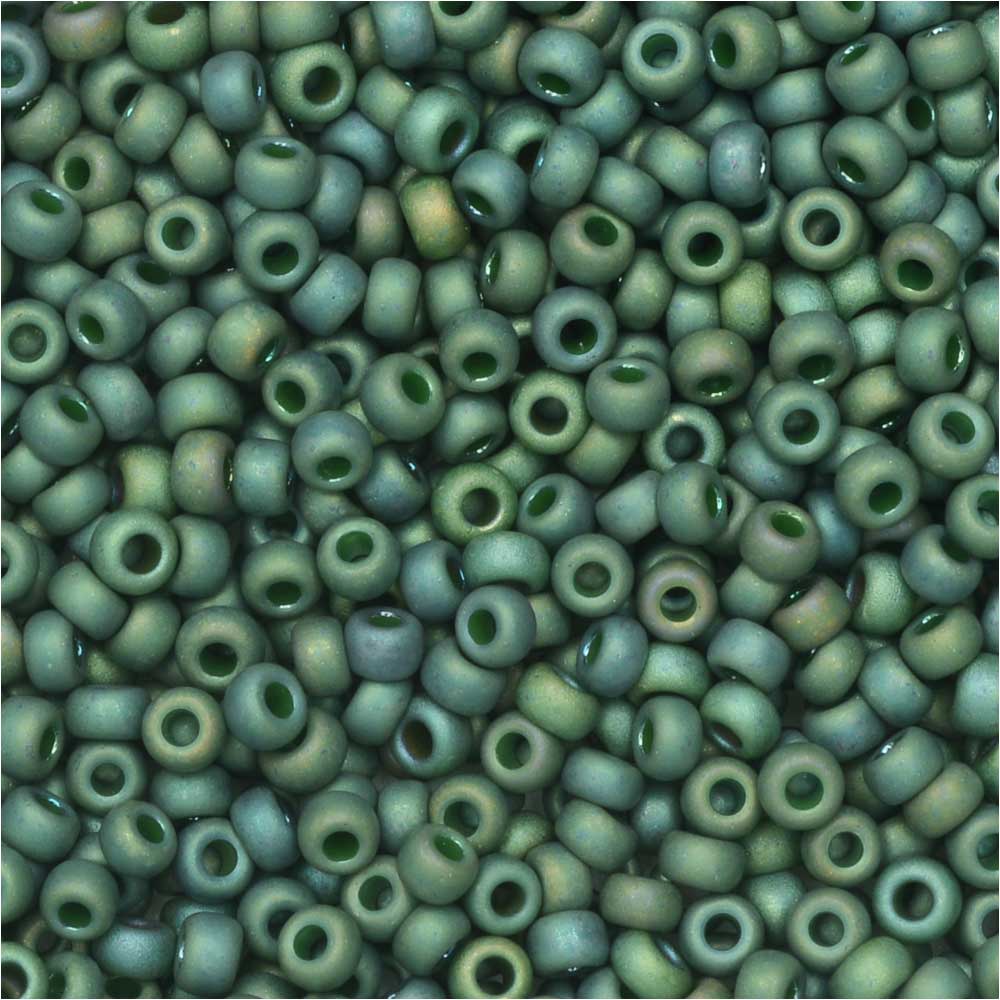 Miyuki Round Seed Beads, 11/0, #2031 Matte Metallic Sage Green Luster (8.5 Gram Tube)