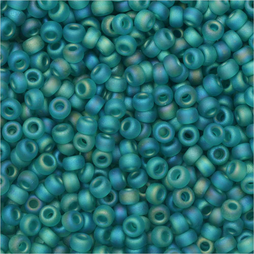 Miyuki Round Seed Beads, 11/0, #2405FR Matte Transparent Teal AB (8.5 Gram Tube)