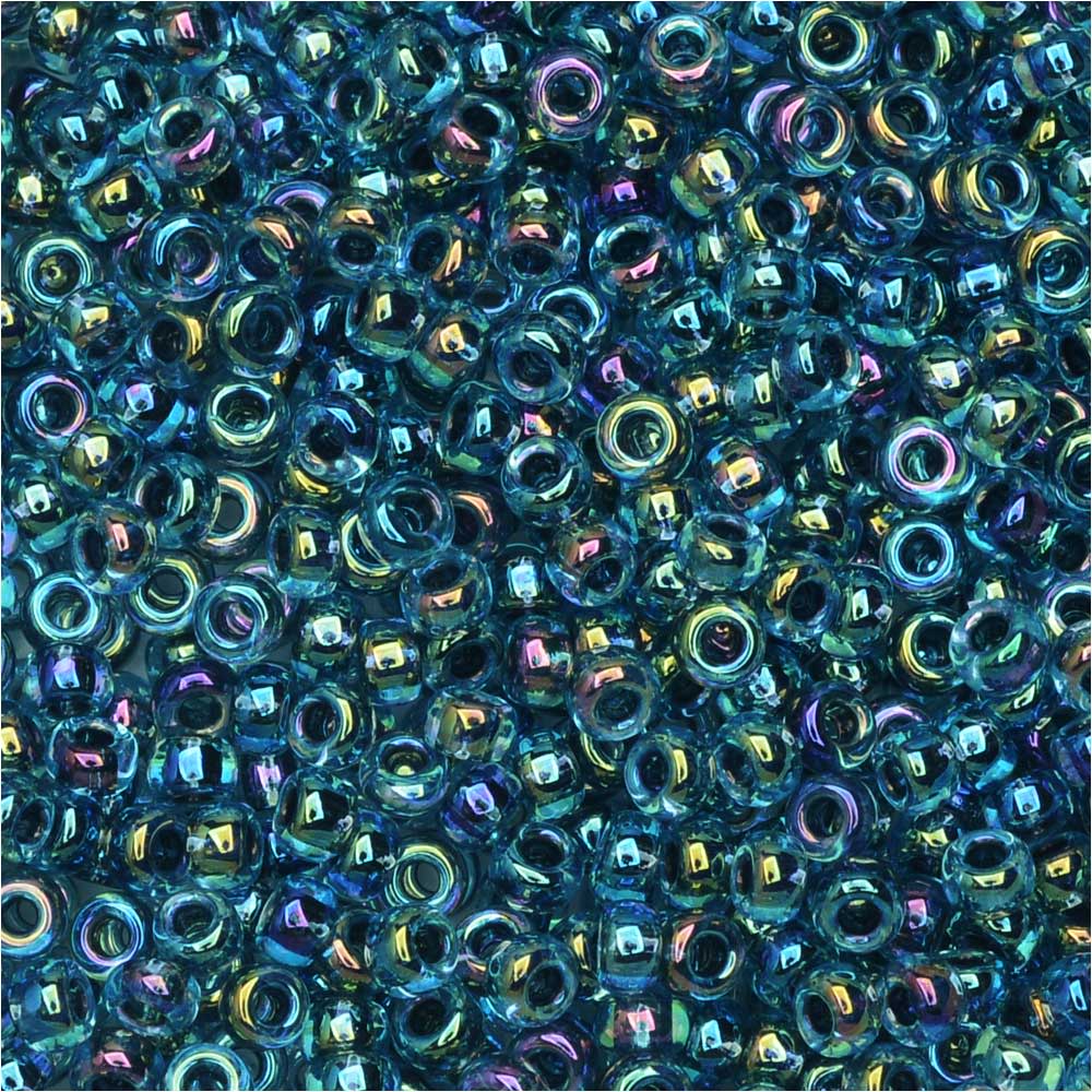 Miyuki Round Seed Beads, 11/0, #339 Blue Lined Aqua AB (8.5 Gram Tube)