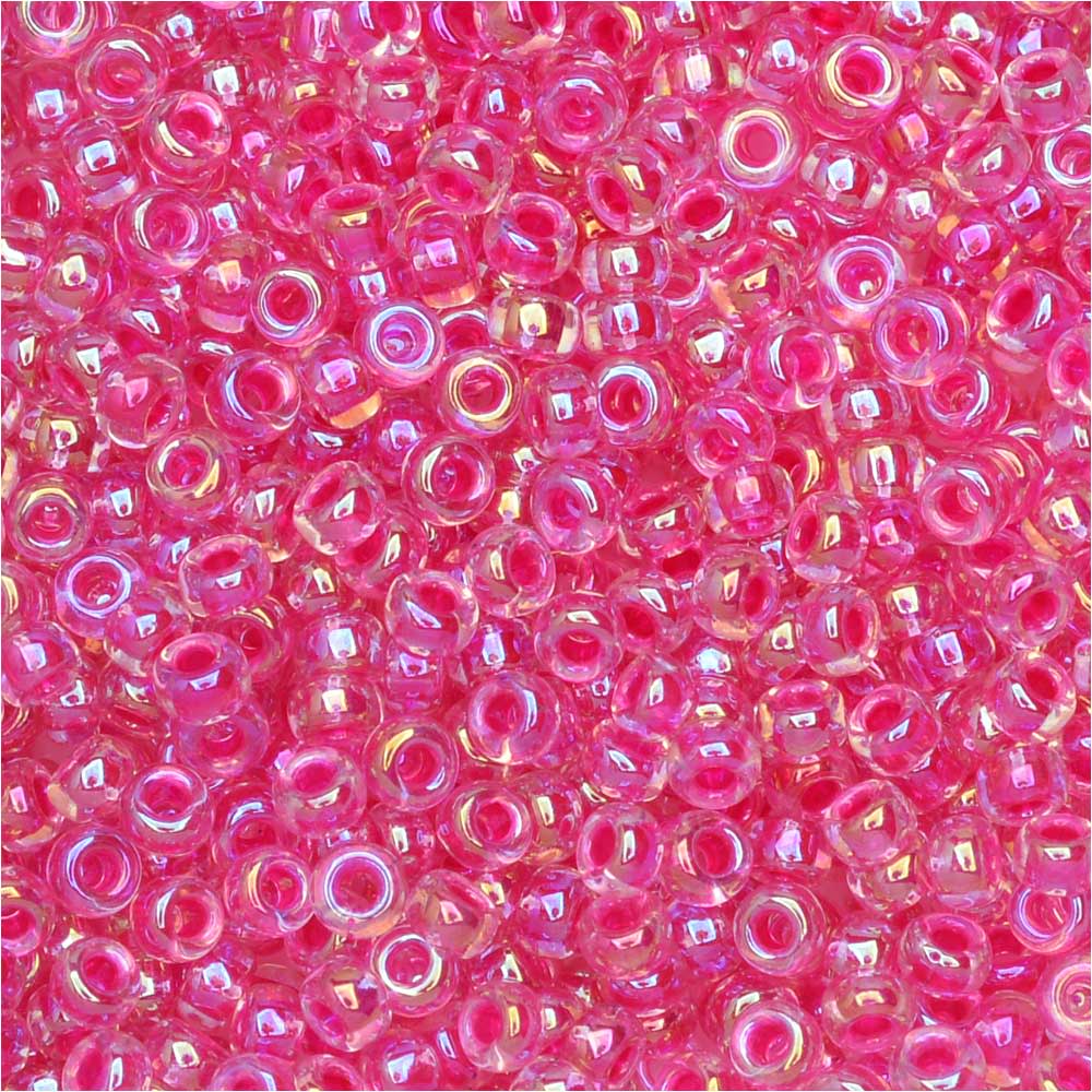 Miyuki Round Seed Beads 110 355 Fucshia Lined Crystal Ab 85 Gram Tube — Beadaholique 8516