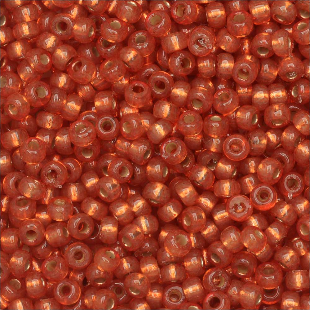 Miyuki Round Seed Beads 110 4244 Silver Lined Persimmon 85 Gram Tube — Beadaholique 5360