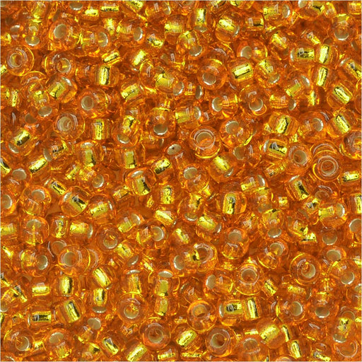 Miyuki Round Seed Beads, 11/0, #4261 Silver Lined Dyed Amber Gold (8.5 Gram Tube)