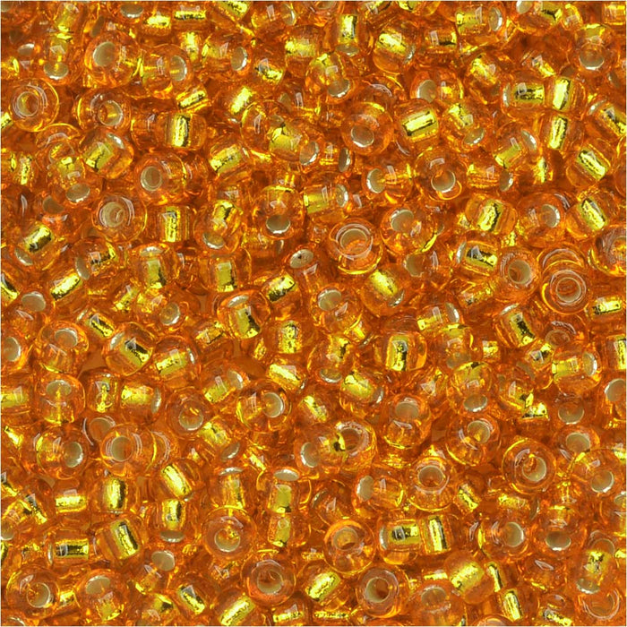 Miyuki Round Seed Beads, 11/0, #4261 Silver Lined Dyed Amber Gold (8.5 Gram Tube)