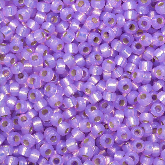Miyuki Round Seed Beads, 11/0, #574 Lilac Silver Lined Alabaster (2.5" Tube)