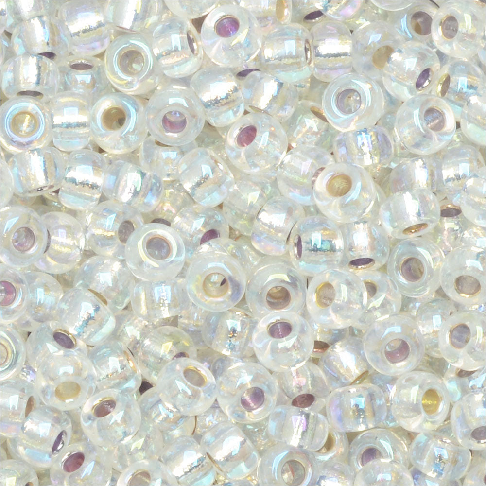 Miyuki Round Seed Beads, 8/0, #91001 Silver Lined Crystal AB (22 Gram Tube)