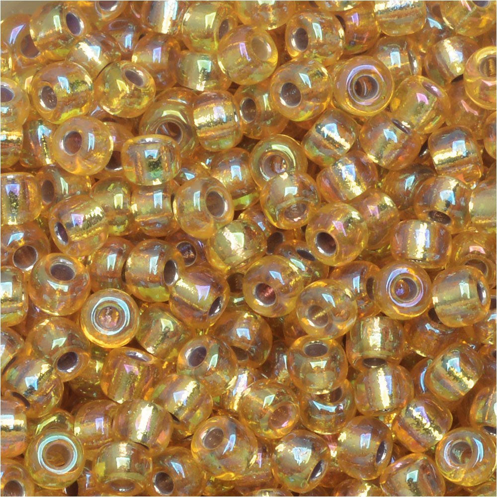 Miyuki Round Seed Beads, 8/0, #91003 Silver Lined Gold AB (22 Gram Tube)