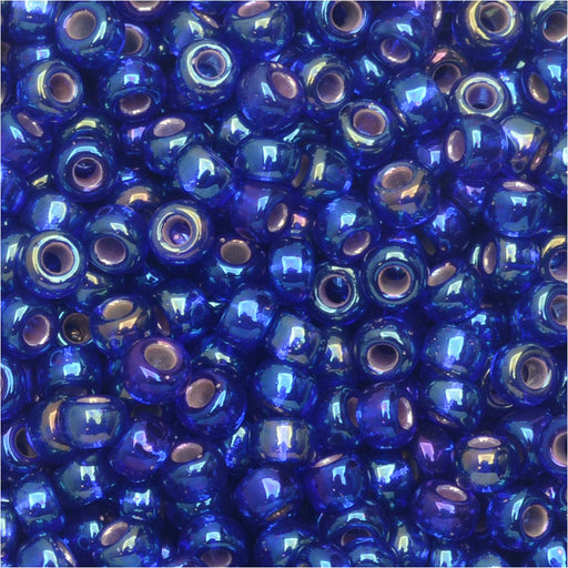 Miyuki Round Seed Beads, 8/0, #91020 Silver Lined Cobalt AB (22 Gram Tube)