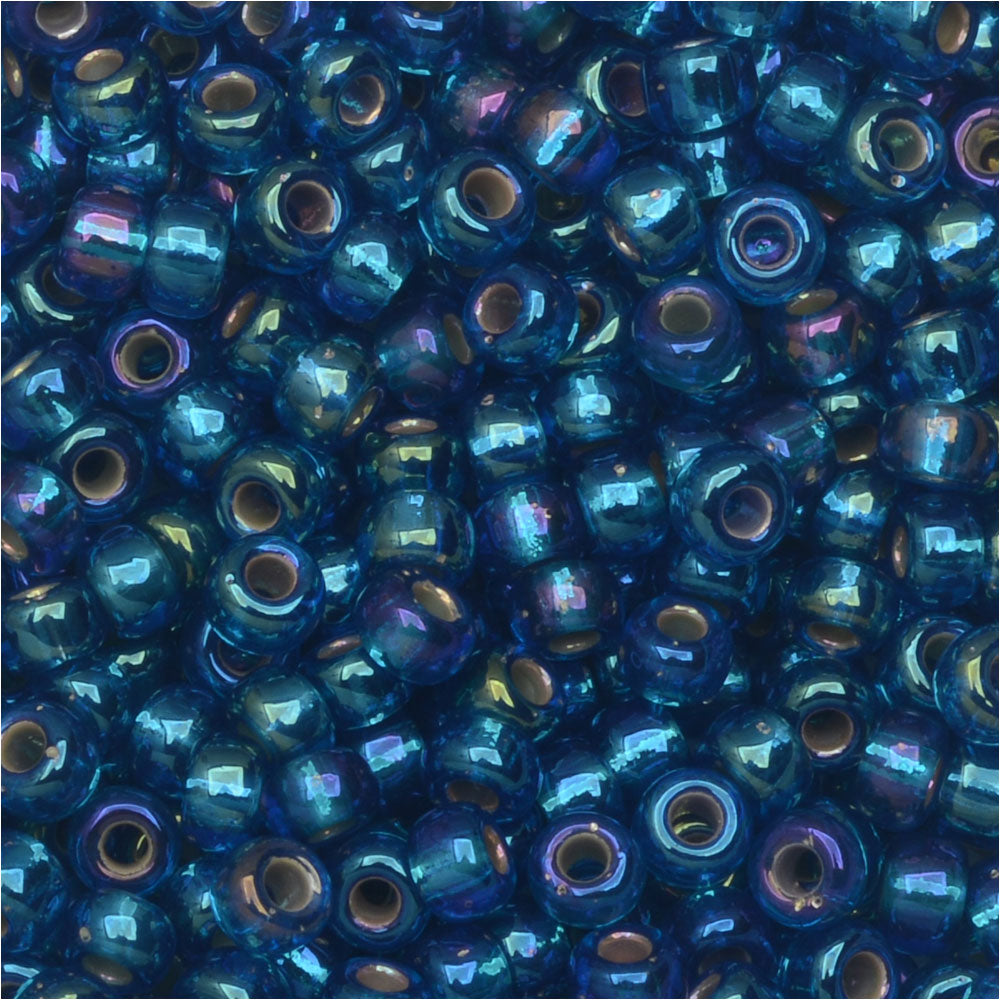 Miyuki Round Seed Beads, 8/0, #91025 Silver Lined Capri Blue AB (22 Gram Tube)