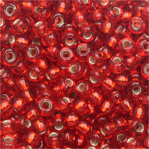Miyuki Round Seed Beads, 8/0, #910 Silver Lined Flame Red (22 Gram Tube)