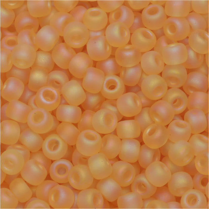 Miyuki Round Seed Beads, 8/0, #9132FR Matte Transparent Light Topaz AB (22 Gram Tube)