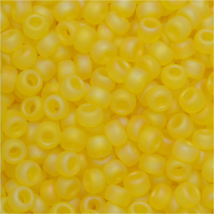 Miyuki Round Seed Beads, 8/0, #9136FR Matte Transparent Yellow AB (22 Gram Tube)