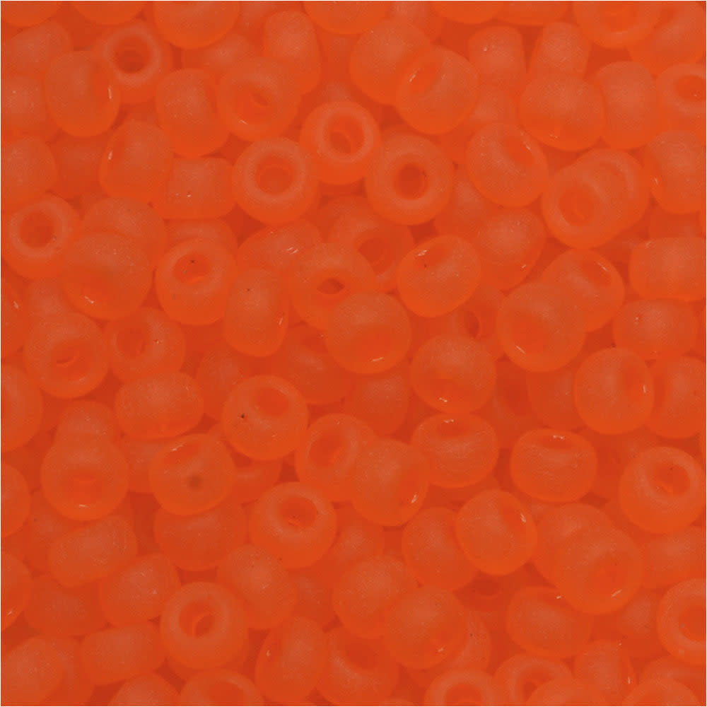 Miyuki Round Seed Beads, 8/0, #9138F Matte Transparent Orange (22 Gram Tube)