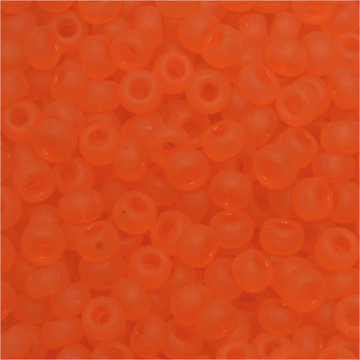 Miyuki Round Seed Beads, 8/0, #9138F Matte Transparent Orange (22 Gram Tube)