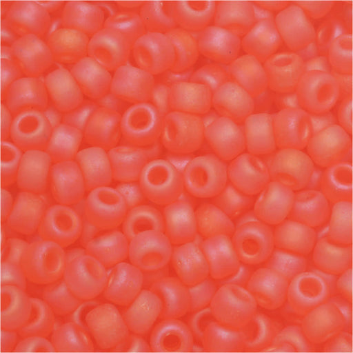 Miyuki Round Seed Beads, 8/0, #9138FR Matte Transparent Orange AB (22 Gram Tube)