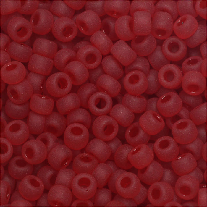 Miyuki Round Seed Beads, 8/0, #9141F Matte Transparent Ruby (22 Gram Tube)