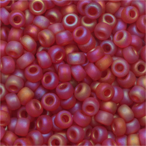 Miyuki Round Seed Beads, 8/0, #9141FR Matte Transparent Ruby AB (22 Gram Tube)