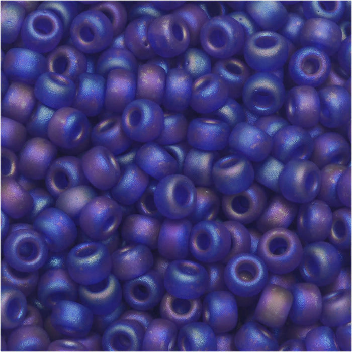 Miyuki Round Seed Beads, 8/0, #9151FR Matte Transparent Cobalt AB (22 Gram Tube)