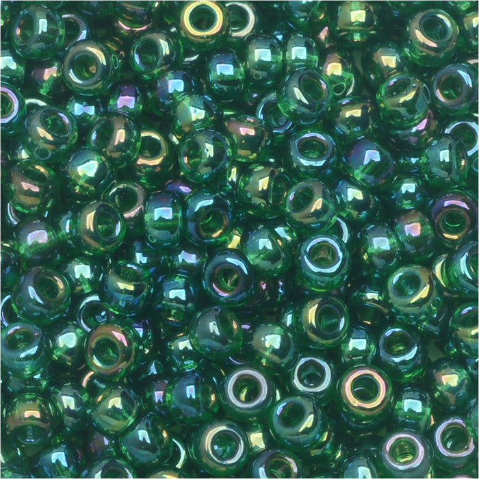 Miyuki Round Seed Beads, 8/0, #9179 Transparent Green AB (22 Gram Tube)