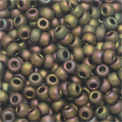 Miyuki Round Seed Beads, 8/0, #92035 Matte Metallic Khaki Iris (22 Gram Tube)