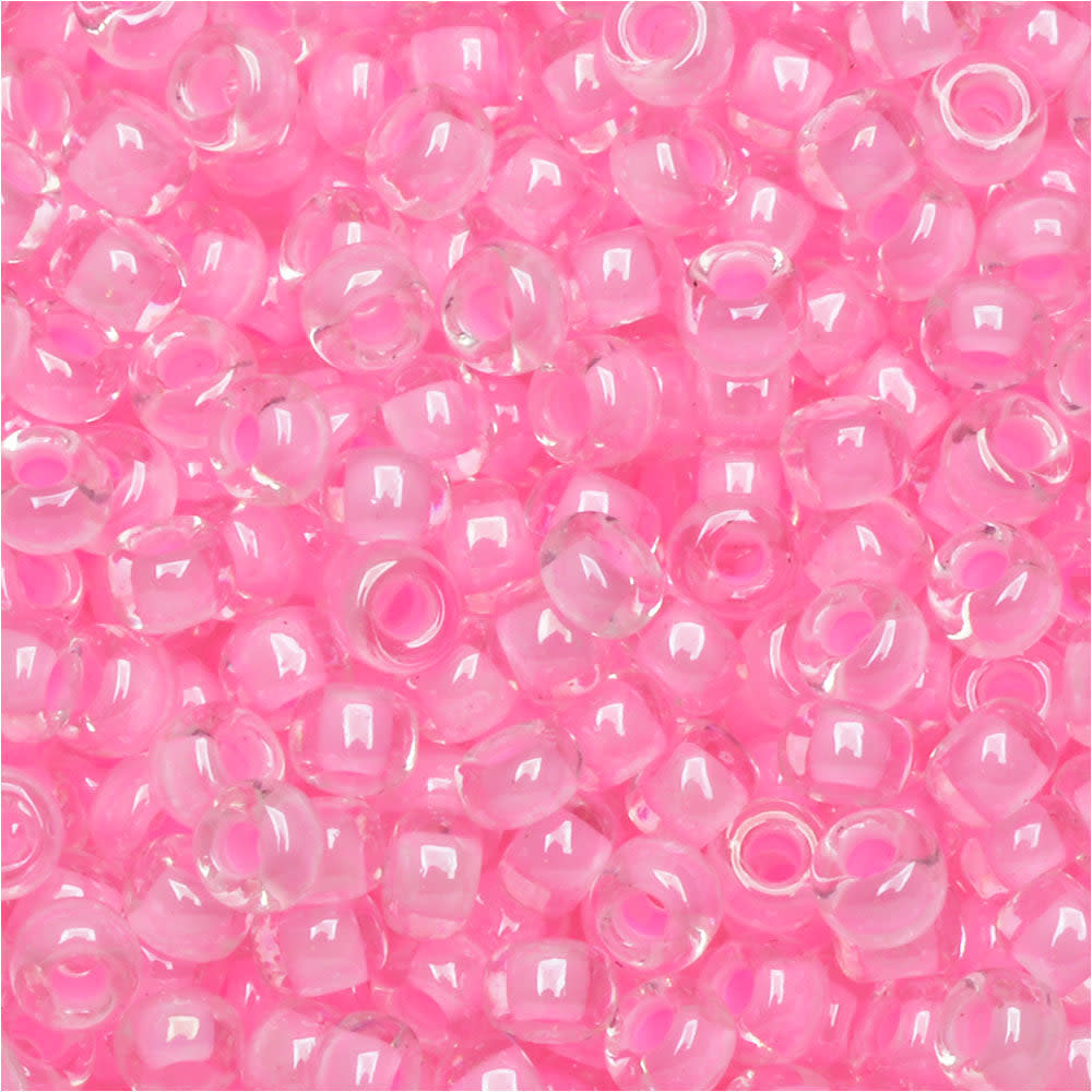 Miyuki Round Seed Beads, 8/0, #9207 Pink Lined Crystal (22 Gram Tube)