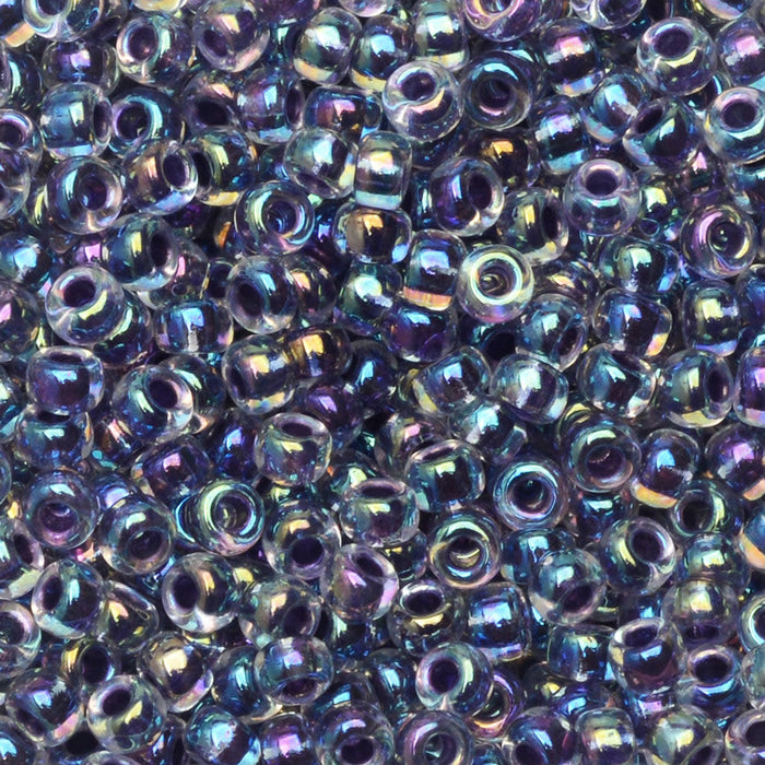 Miyuki Round Seed Beads, 8/0, #9274 Amethyst Lined Crystal AB (22 Gram Tube)