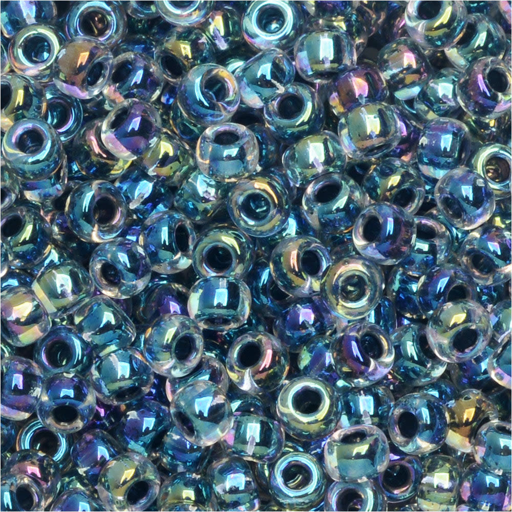 Miyuki Round Seed Beads, 8/0, #9283 Noir Lined Crystal AB (22 Gram Tube)
