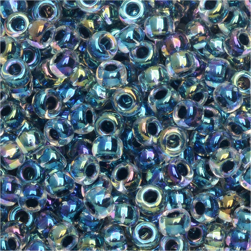 Miyuki Round Seed Beads, 8/0, #9283 Noir Lined Crystal AB (22 Gram Tube)