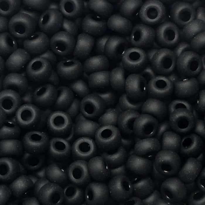 Miyuki Round Seed Beads, 8/0, #9401F Matte Black (22 Gram Tube)