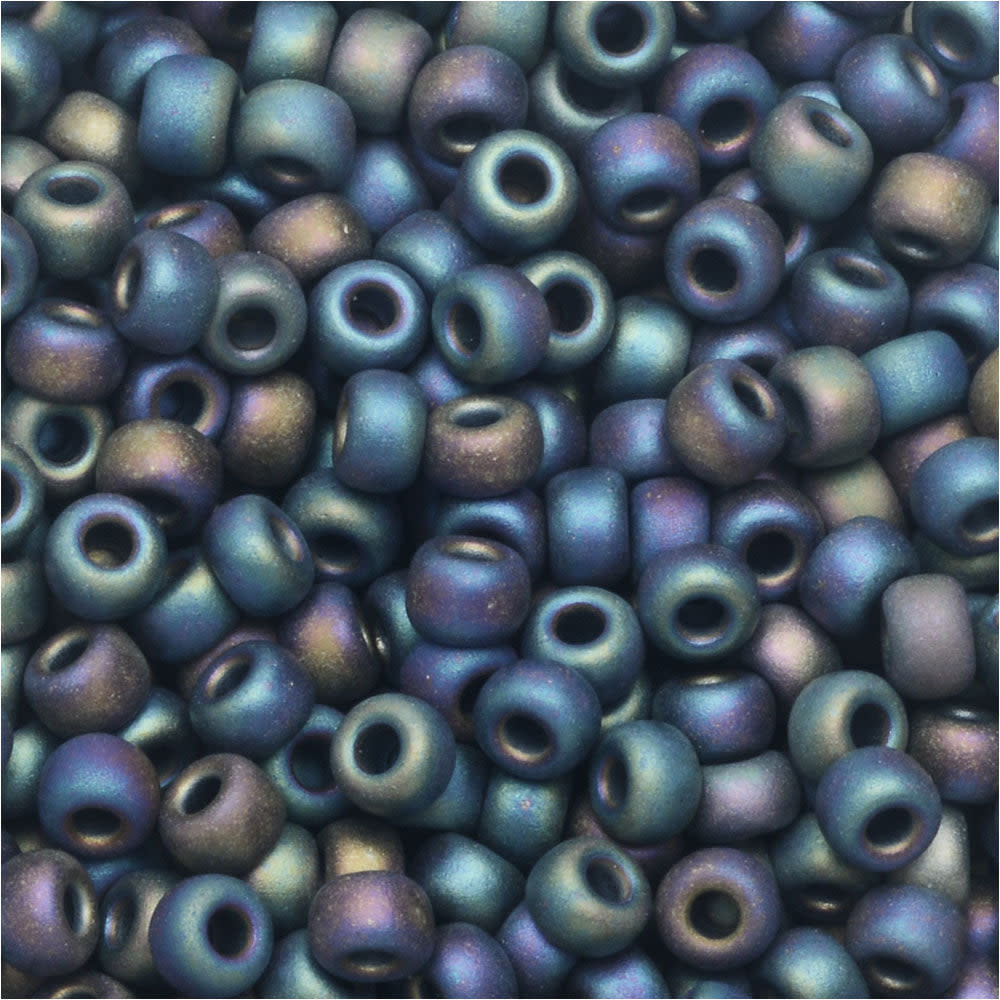Miyuki Round Seed Beads, 8/0, #9401FR Matte Black AB (22 Gram Tube)