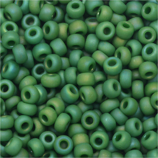 Miyuki Round Seed Beads, 8/0, #9411FR Matte Opaque Green AB (22 Gram Tube)