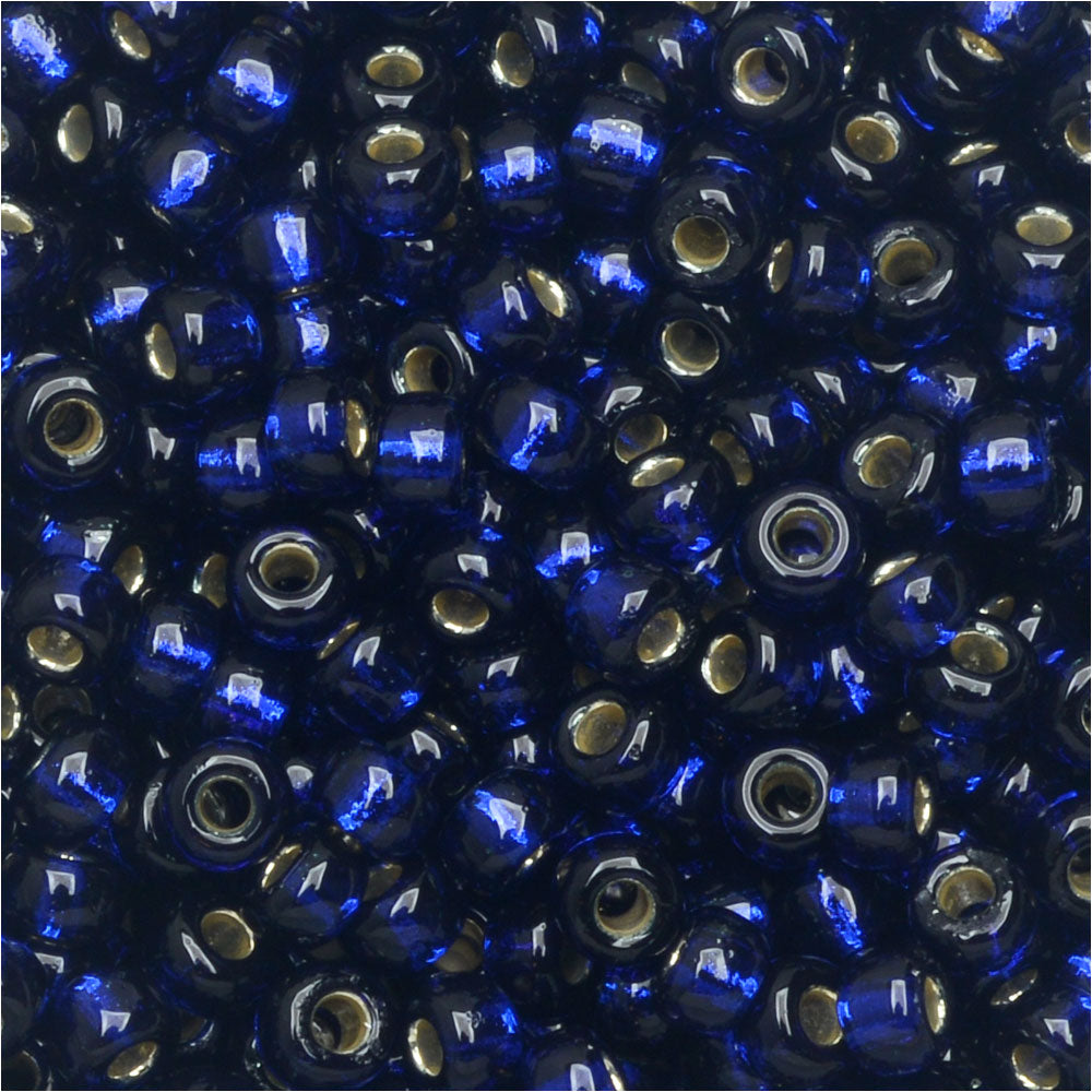 Miyuki Round Seed Beads, 8/0, #94281 Duracoat Silver Lined Navy Blue (22 Gram Tube)