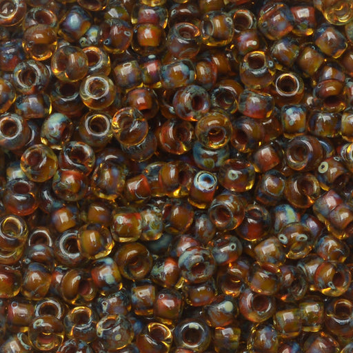 Miyuki Round Seed Beads, 8/0, #94501 Picasso Saffron Transparent (22 Gram Tube)