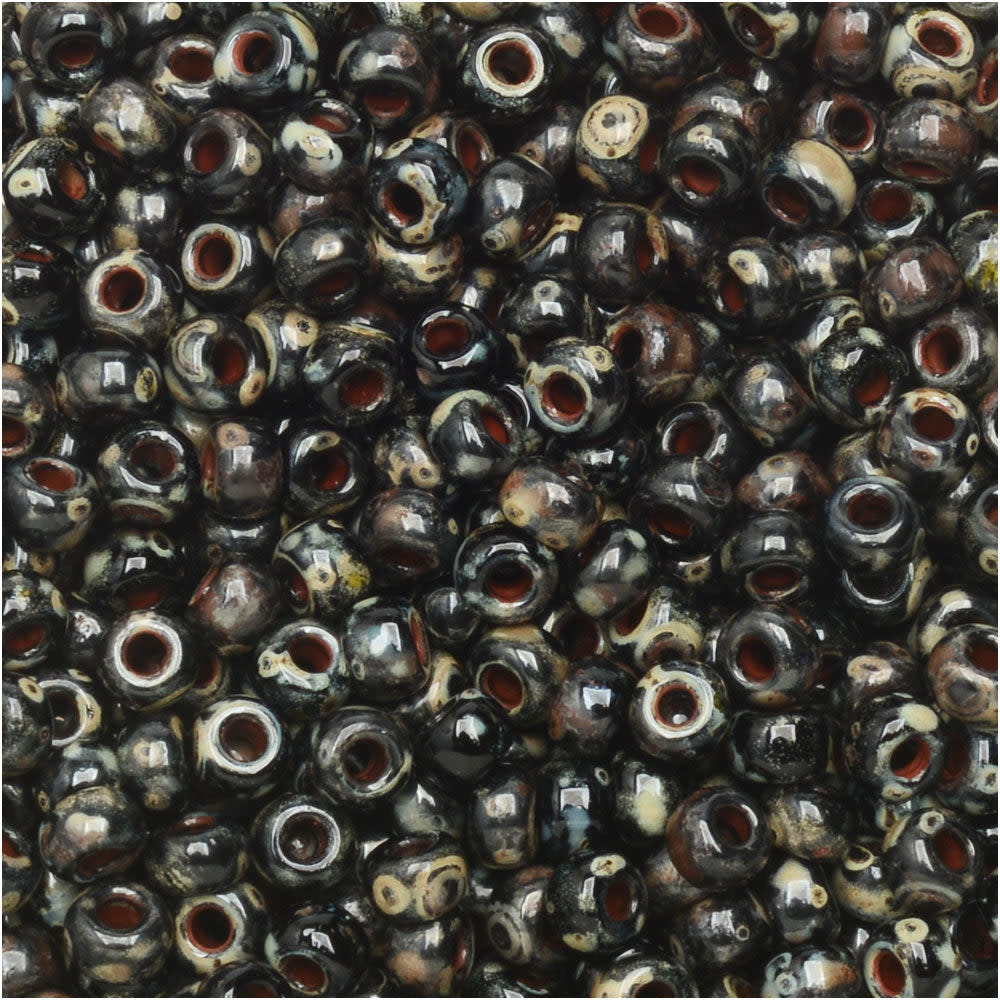 Miyuki Round Seed Beads, 8/0, #94511 Picasso Smoky Black Matte (22 Gram Tube)
