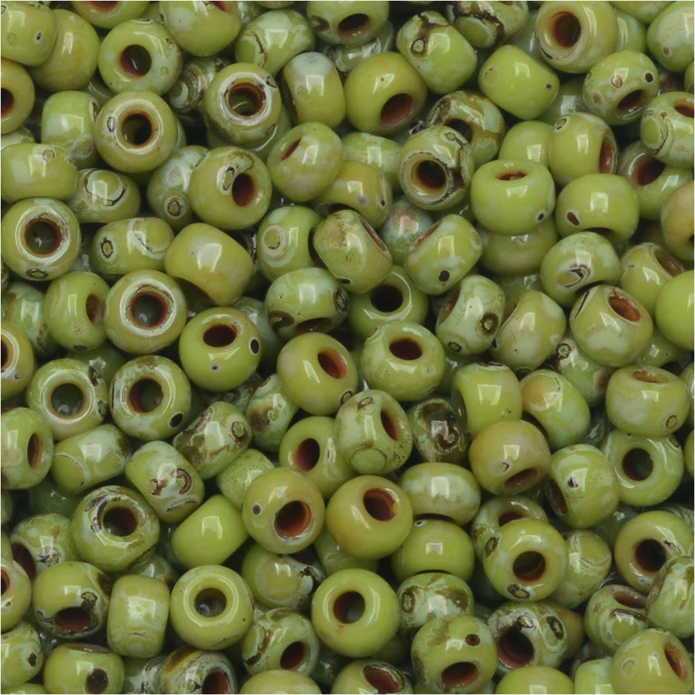 Miyuki Round Seed Beads, 8/0, #94515 Picasso Chartreuse Matte (22 Gram Tube)