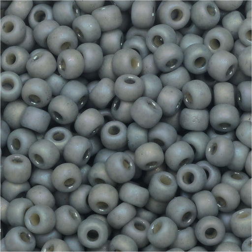 Miyuki Round Seed Beads, 8/0, #94705 Frosted Opaque Glaze Rainbow Cadet Gray (22 Gram Tube)