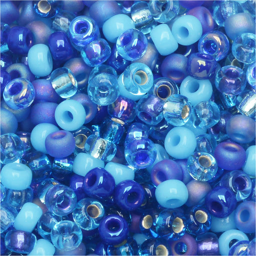 Miyuki Round Seed Beads, 8/0, #9MIX02 Blue Tones Mix (22 Gram Tube)