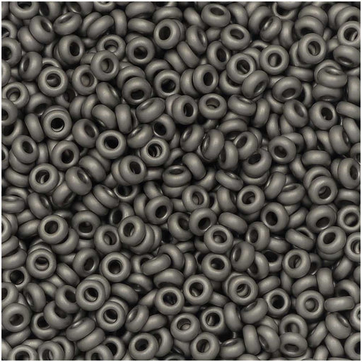 Toho Demi Round Seed Beads, Thin 11/0 (2.2mm), 7.8 Grams, #566 Metallic Frosted Antique Silver