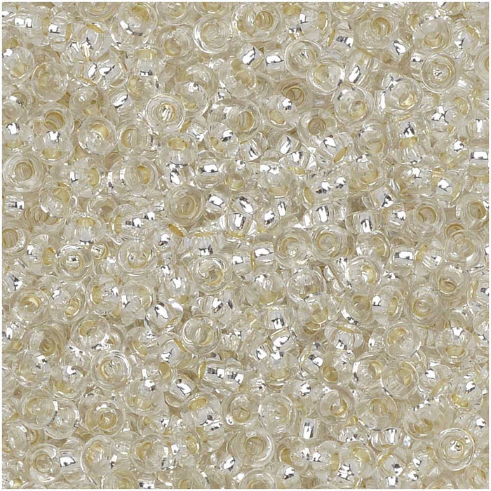 Toho Demi Round Seed Beads, Thin 11/0 (2.2mm), #PF21 PermaFinish Silver Lined Crystal (7.8 Grams)