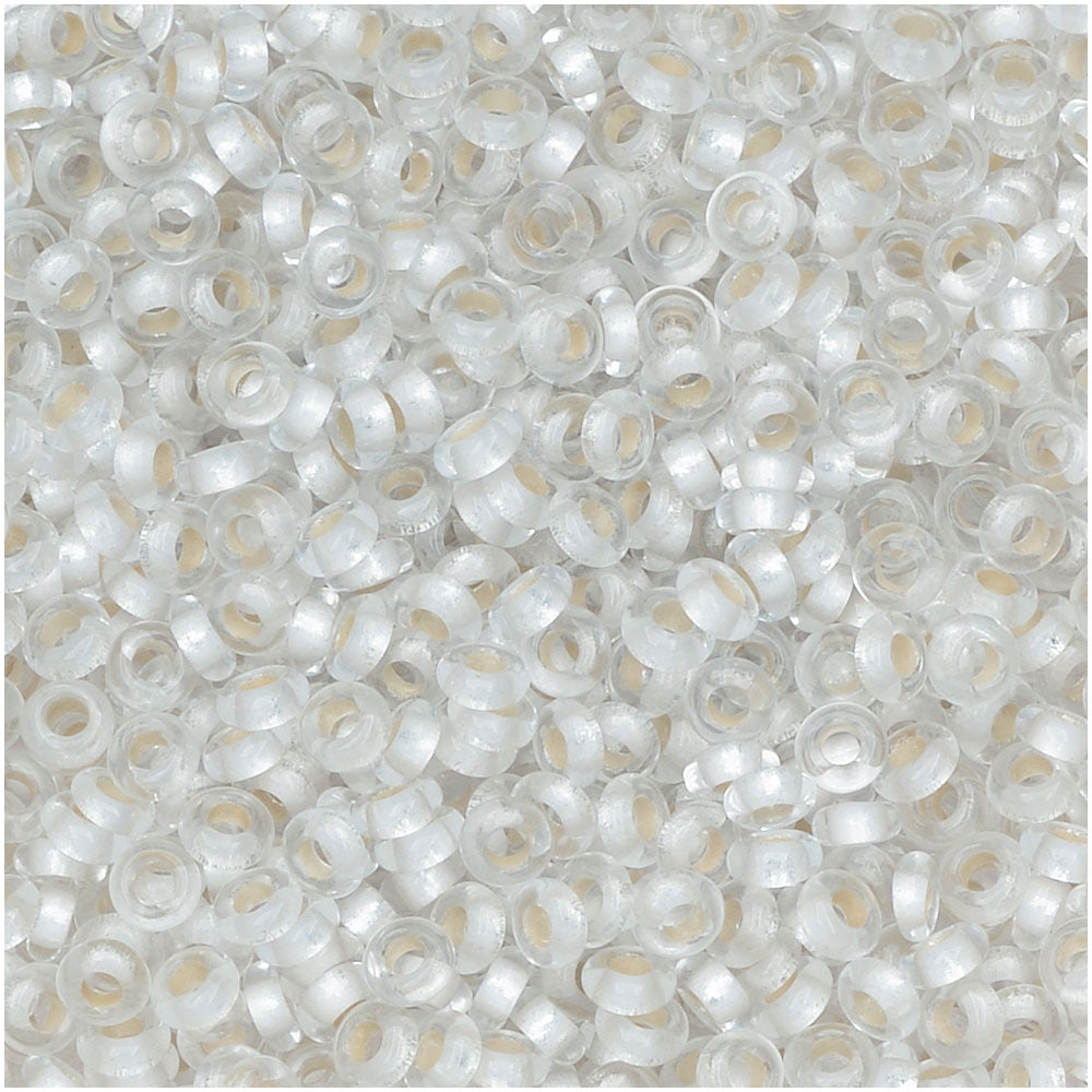 Toho Demi Round Seed Beads, Thin 11/0 (2.2mm), 7.8g, #PF21F PermaFinish Frosted Silver Lined Crystal