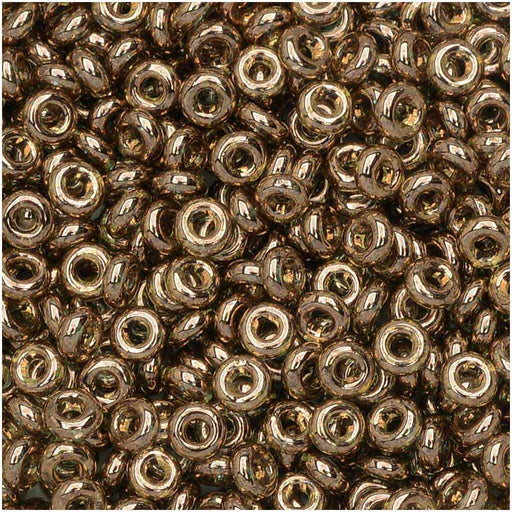 Toho Demi Round Seed Beads, Thin 8/0 (3mm), #204 Gold Lustered Montana Blue (7.4 Grams)