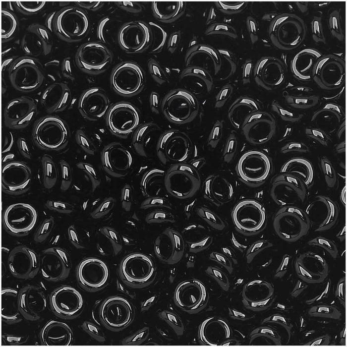 8/0 Opaque Colours Round Glass Seed Beads, Black, Size: about 3mm