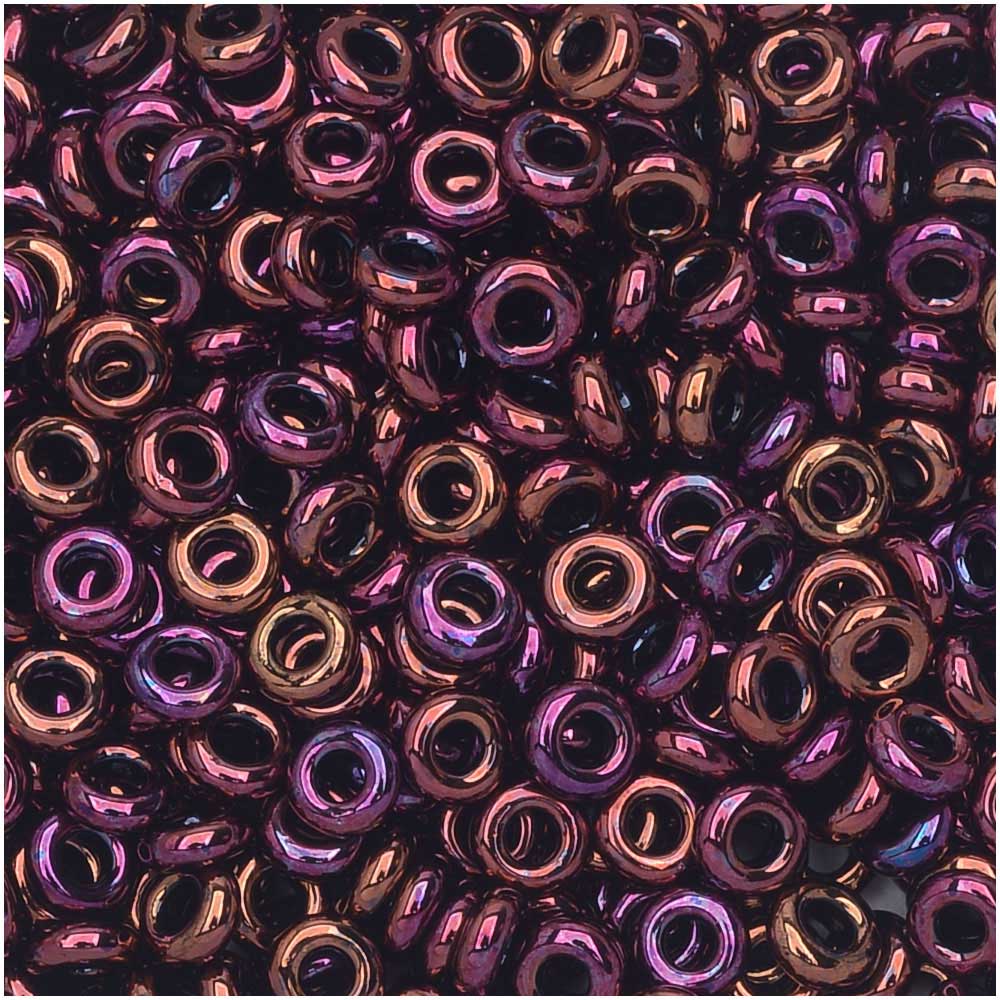 Toho Demi Round Seed Beads, Thin 8/0 (3mm) Size, 7.4 Grams, #502 Higher Metallic Amethyst
