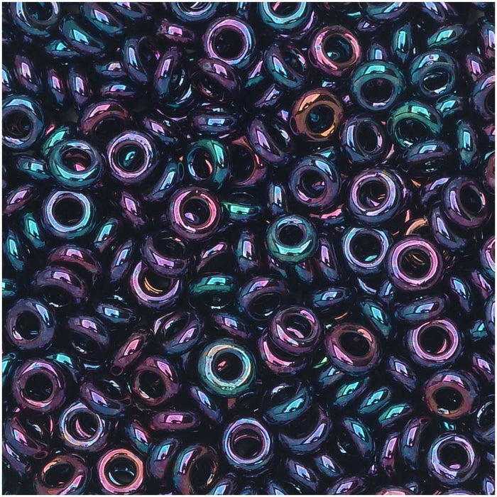 Toho Demi Round Seed Beads, Thin 8/0 (3mm), 7.4 Grams, #504 Higher Metallic Iris Violet