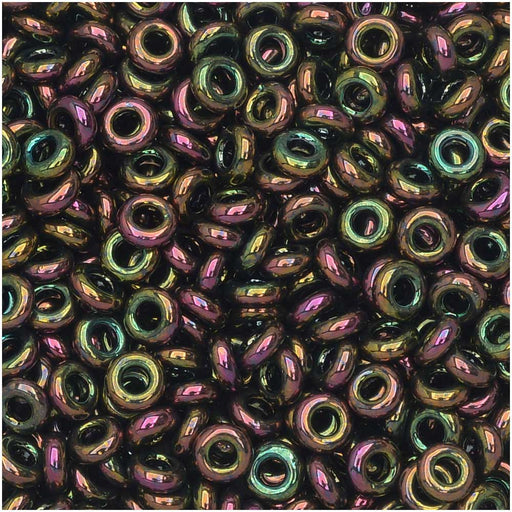 Toho Demi Round Seed Beads, Thin 8/0 (3mm) Size, 7.4 Grams, #509 Higher Metallic Purple/Green Iris