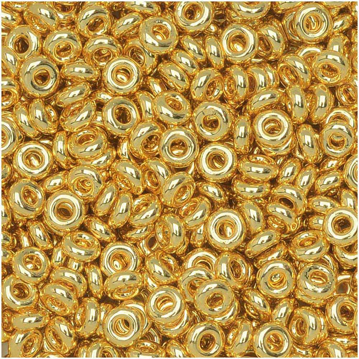 Toho Demi Round Seed Beads, Thin 8/0 (3mm) Size, #712 Metallic Gold (7.4 Grams)