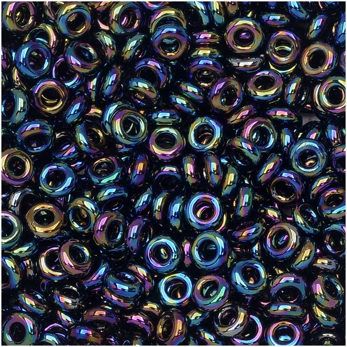 Toho Demi Round Seed Beads, Thin 8/0 (3mm) Size, 7.4 Grams, #86 Metallic Rainbow Iris