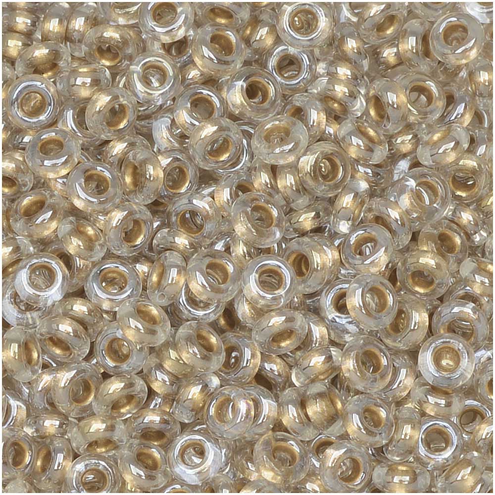 Toho Demi Round Seed Beads, Thin 8/0 (3mm) Size, #989 Gold Lined Crystal (7.4 Grams)