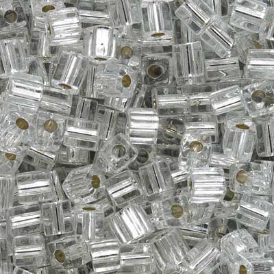 Miyuki 4mm Glass Cube Beads 'Silver Lined Crystal' #1 10 Grams