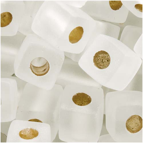 Miyuki 4mm Glass Cube Beads 'Silver Lined Matte Crystal' #0011 10 Grams