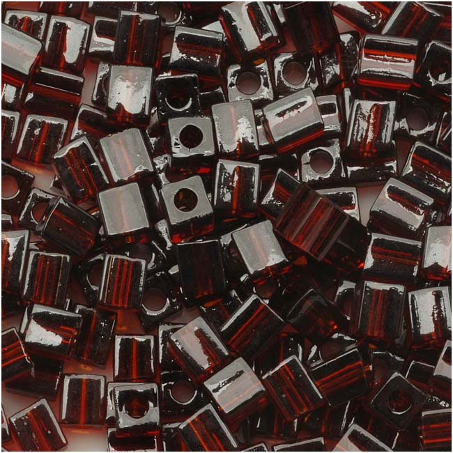 Miyuki 4mm Glass Cube Beads Transparent Dark Brown #134 10 Grams